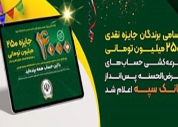 اعلام برندگان جایزه ۲۵۰میلیونی قرعه‌کشی حساب‌های بانک‌ سپه